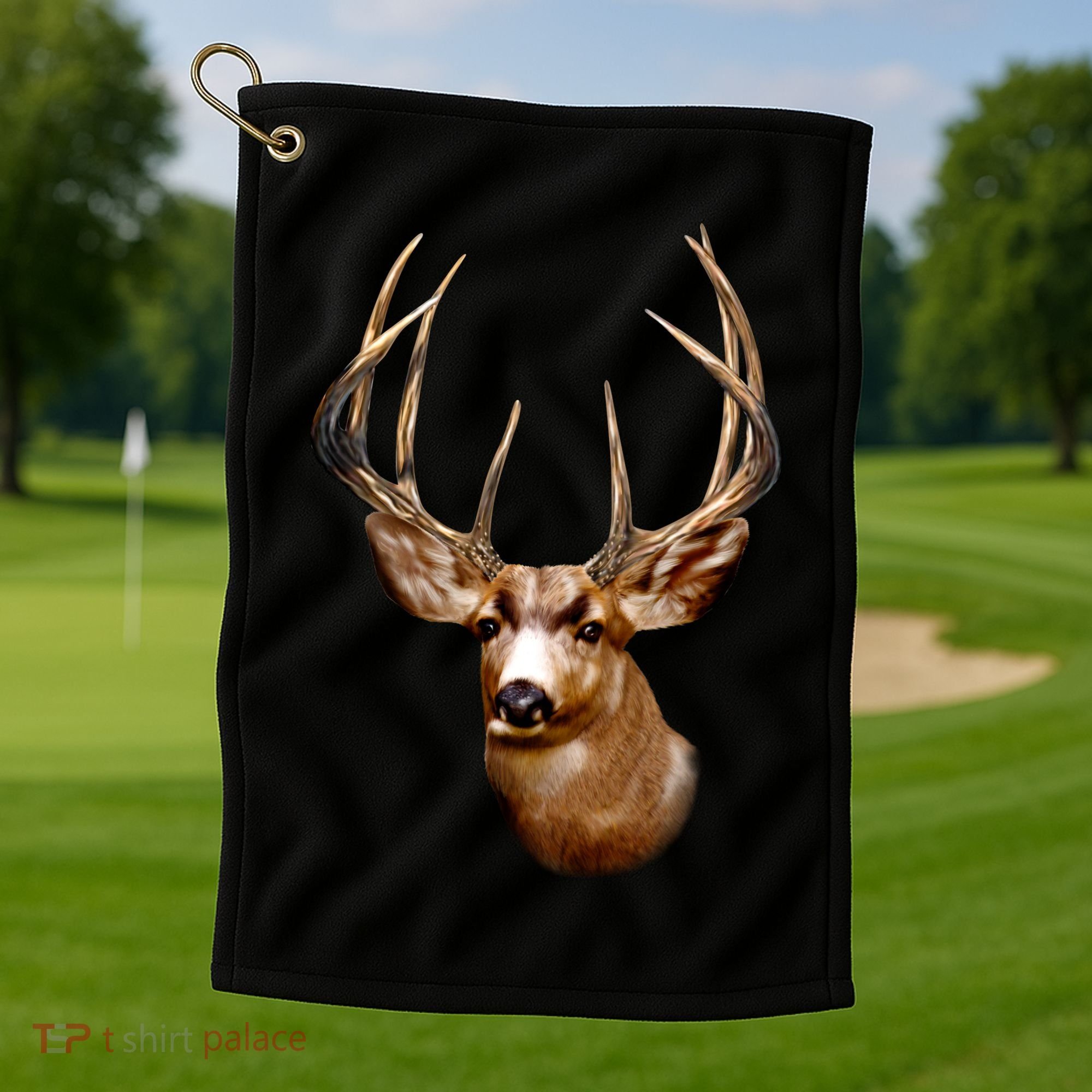 Wildlife - Big Face Deer Head Portrait Golf Towel