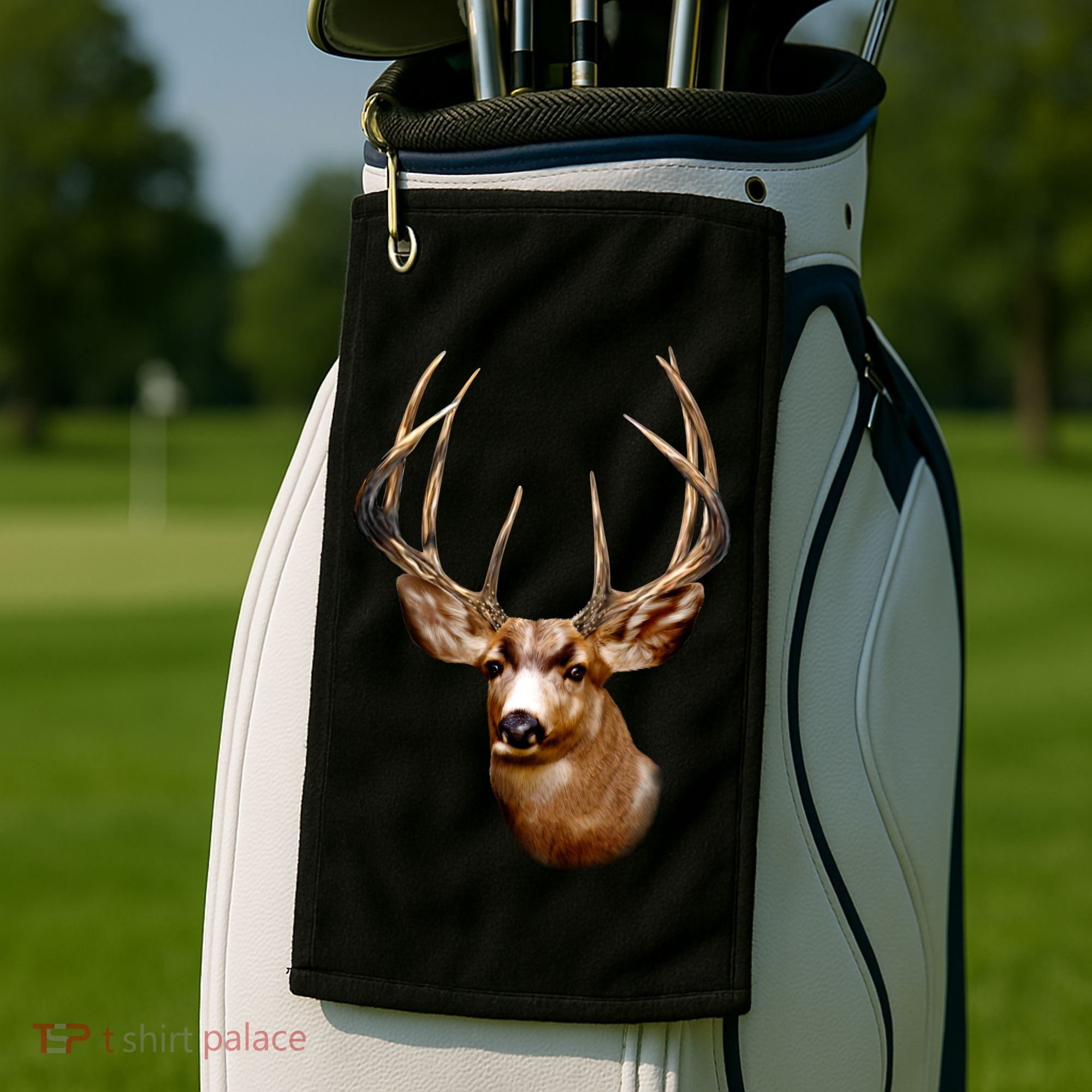 Wildlife - Big Face Deer Head Portrait Golf Towel