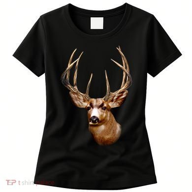 Wildlife - Big Face Deer Head Portrait Women's T-Shirt