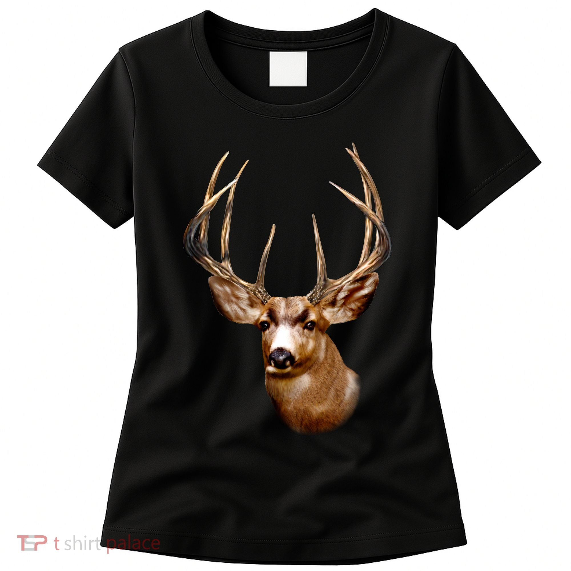 Wildlife - Big Face Deer Head Portrait Women's T-Shirt