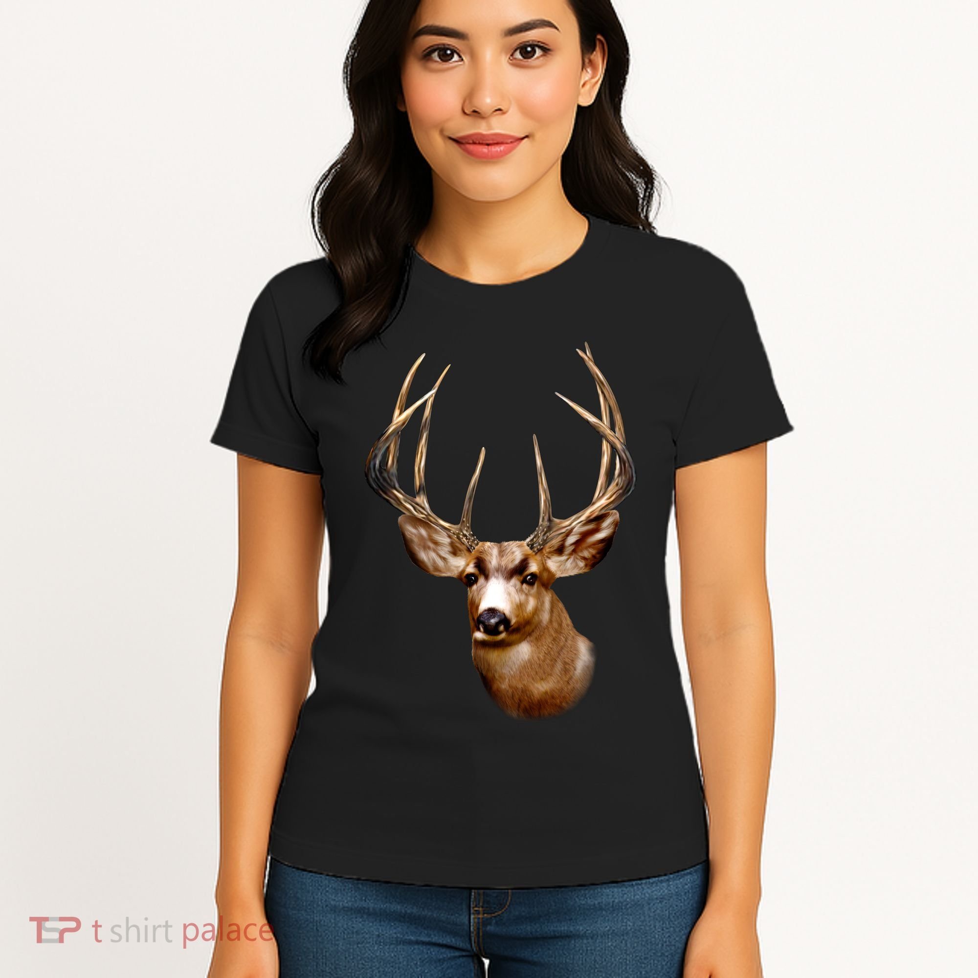Wildlife - Big Face Deer Head Portrait Women's T-Shirt