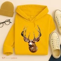 Wildlife - Big Face Deer Head Portrait Hoodie thumb 4