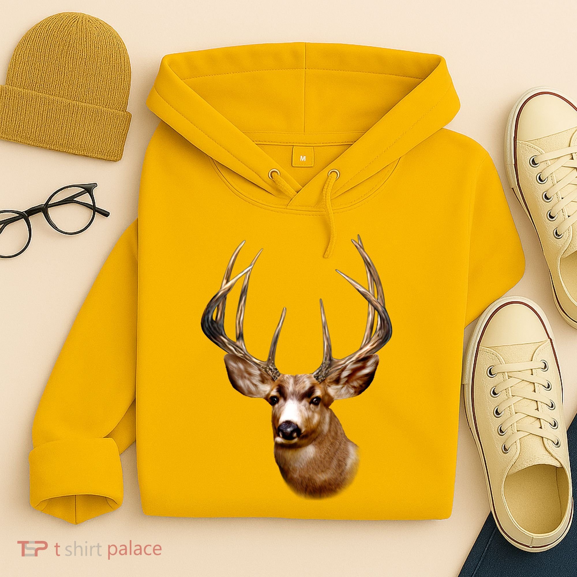 Wildlife - Big Face Deer Head Portrait Hoodie