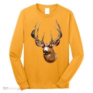 Wildlife - Big Face Deer Head Portrait Long Sleeve Shirt