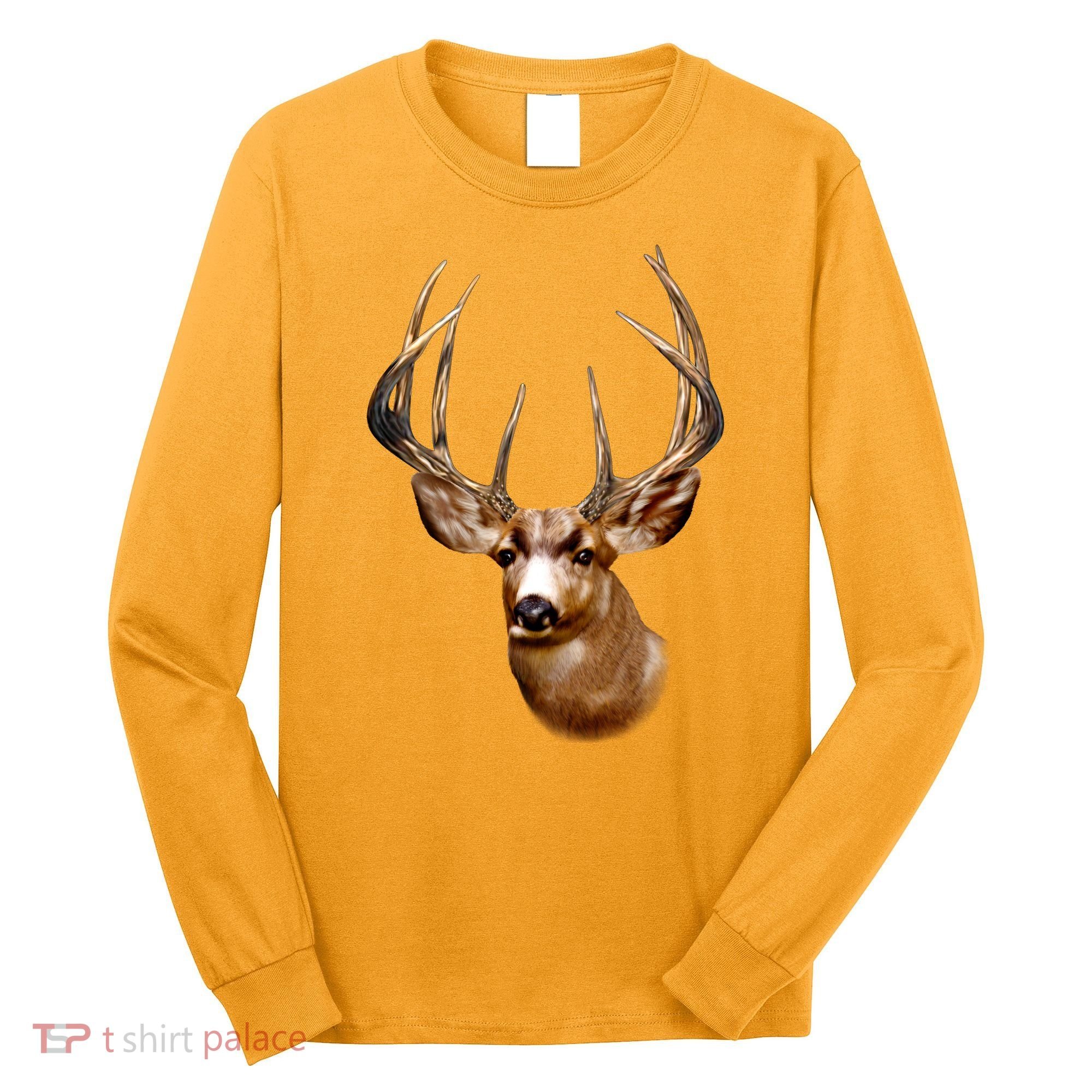 Wildlife - Big Face Deer Head Portrait Long Sleeve Shirt