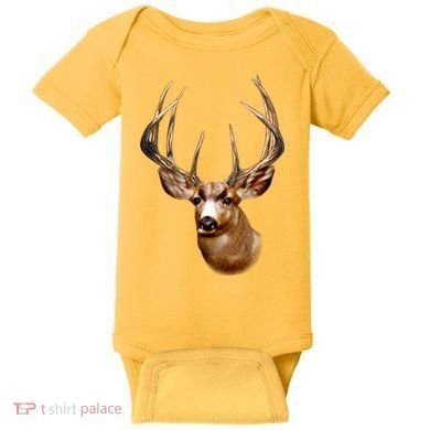 Wildlife - Big Face Deer Head Portrait Baby Bodysuit