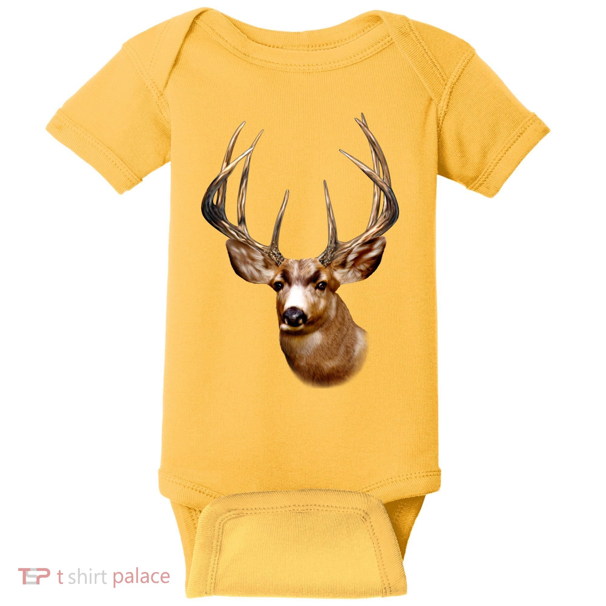Wildlife - Big Face Deer Head Portrait Baby Bodysuit