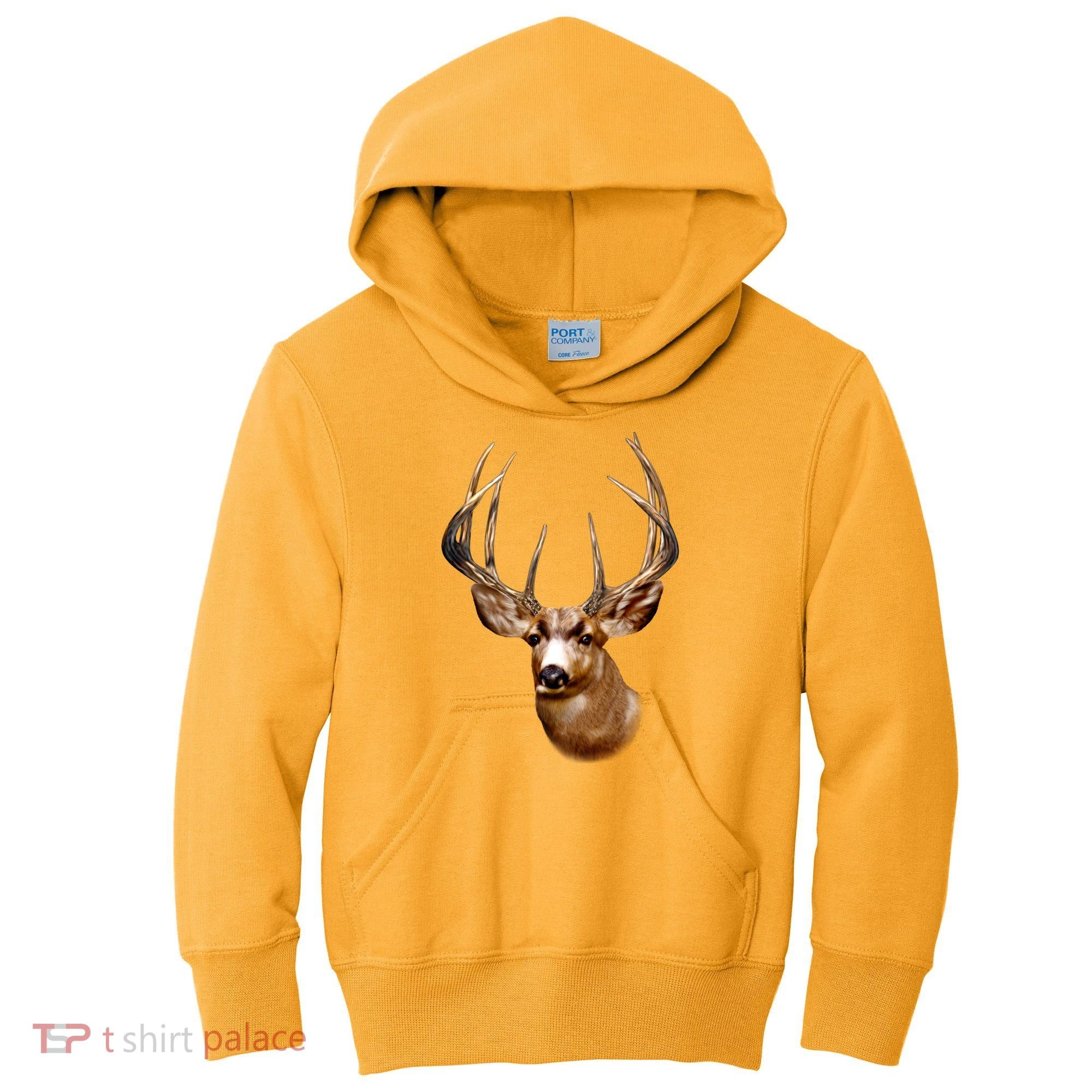 Wildlife - Big Face Deer Head Portrait Kids Hoodie