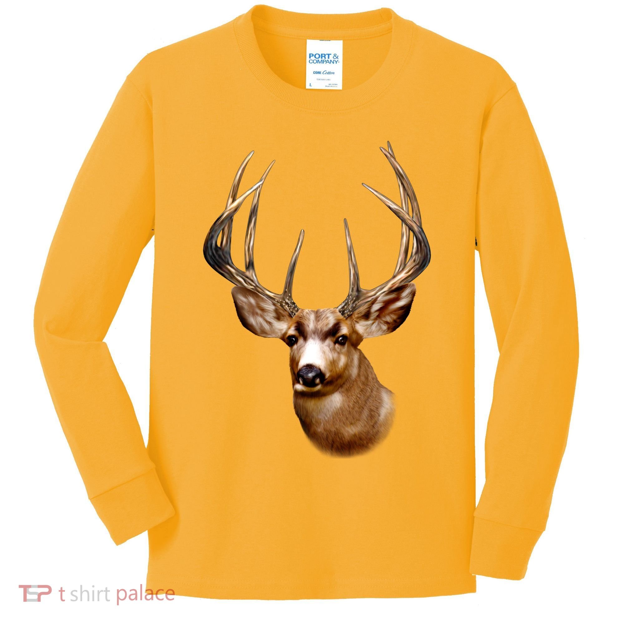 Wildlife - Big Face Deer Head Portrait Kids Long Sleeve Shirt