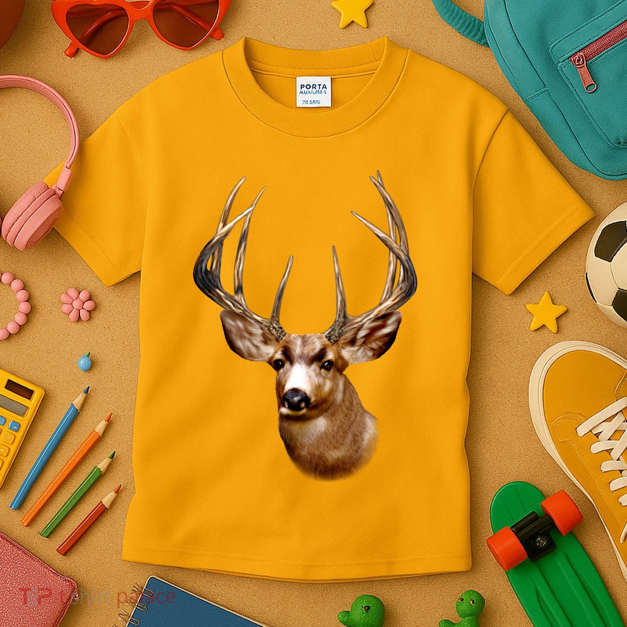 Wildlife - Big Face Deer Head Portrait Kids T-Shirt