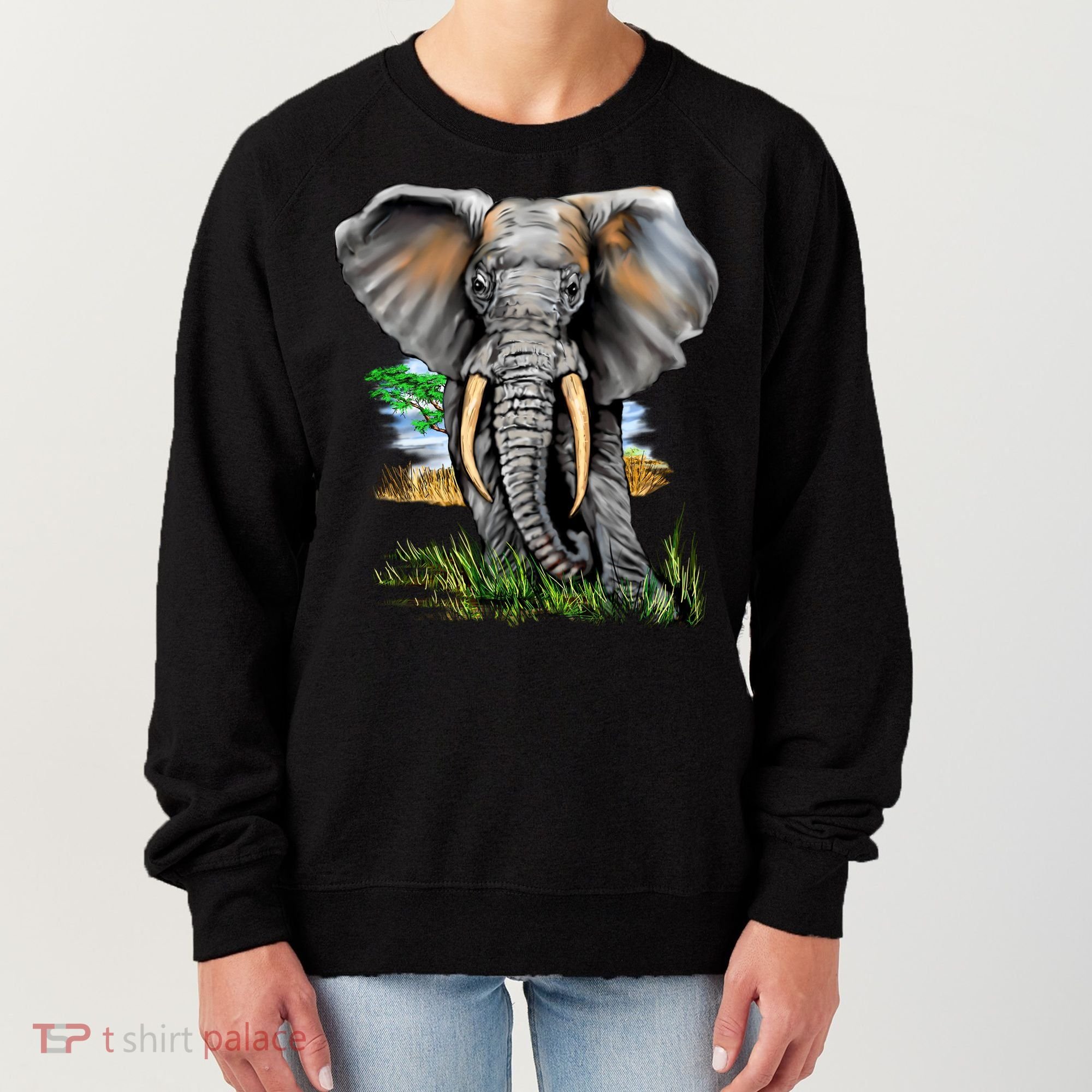 Wildlife - Big Face Elephant Portrait Women's Sweatshirt