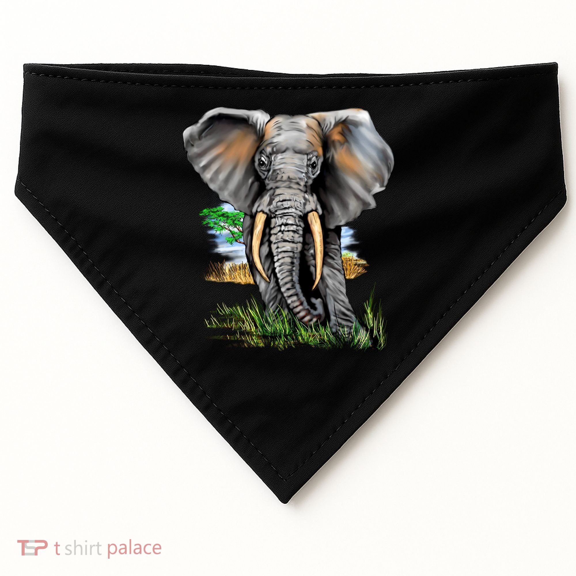 Wildlife - Big Face Elephant Portrait USA-Made Doggie Bandana