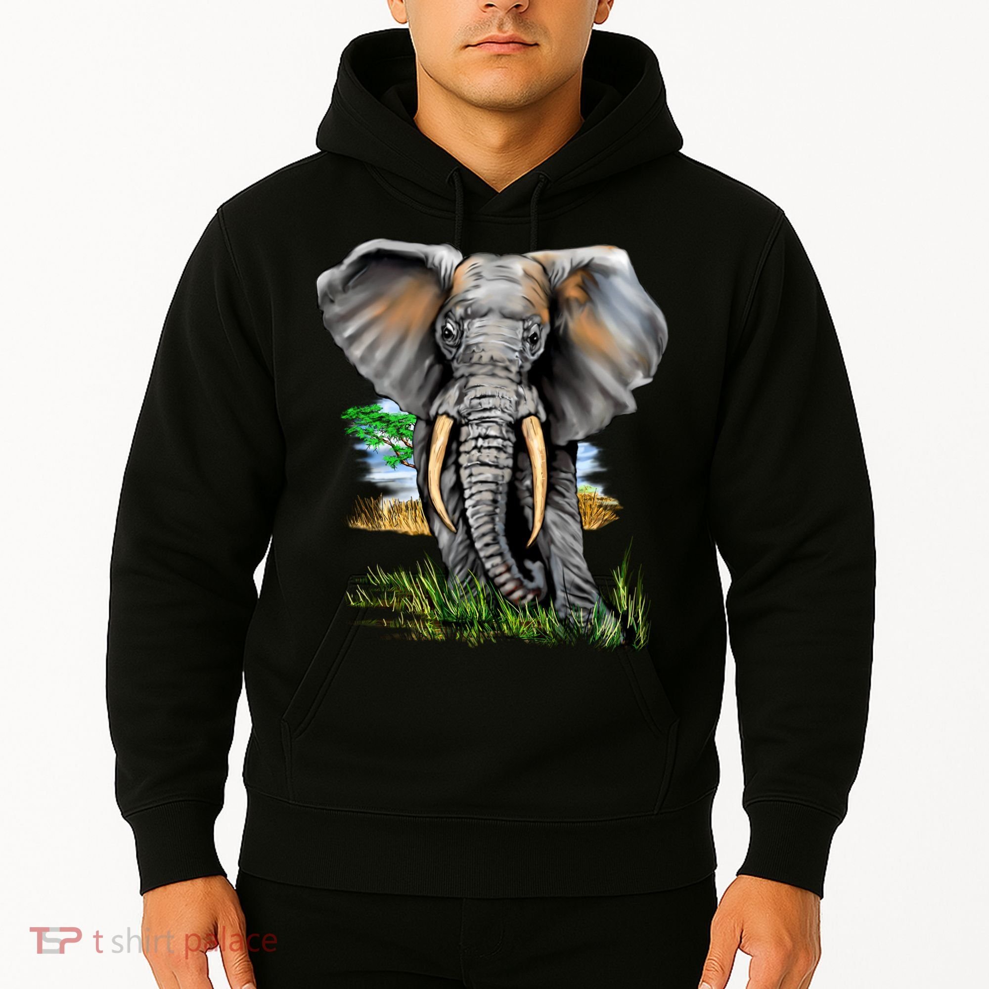 Wildlife - Big Face Elephant Portrait Hoodie