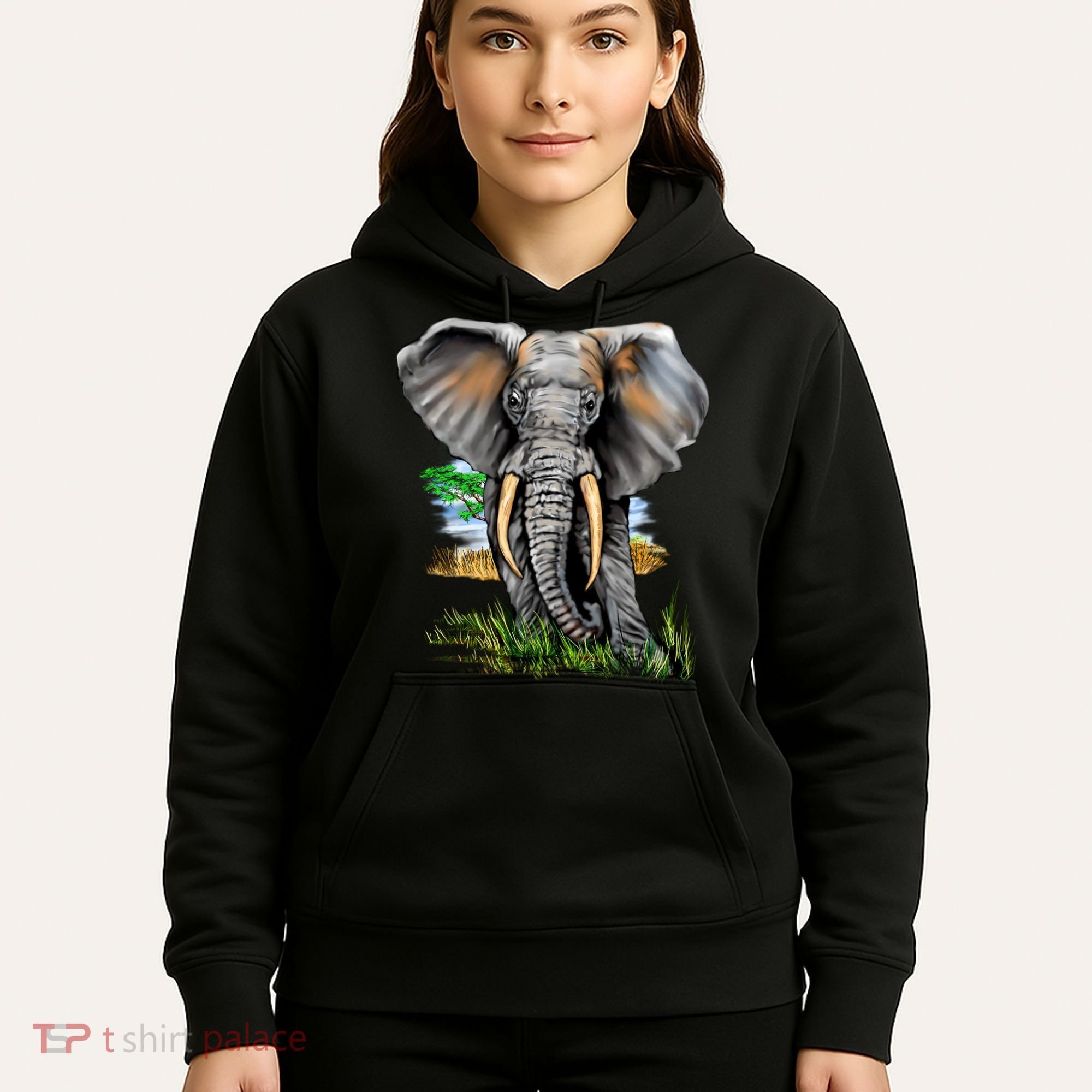 Wildlife - Big Face Elephant Portrait Hoodie