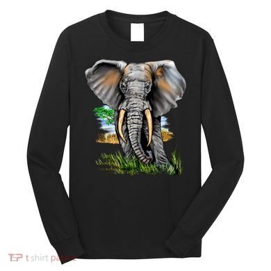 Wildlife - Big Face Elephant Portrait Long Sleeve Shirt
