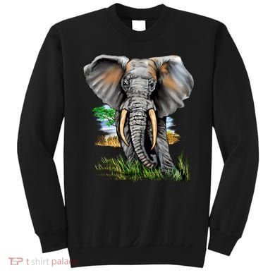 Wildlife - Big Face Elephant Portrait Sweatshirt