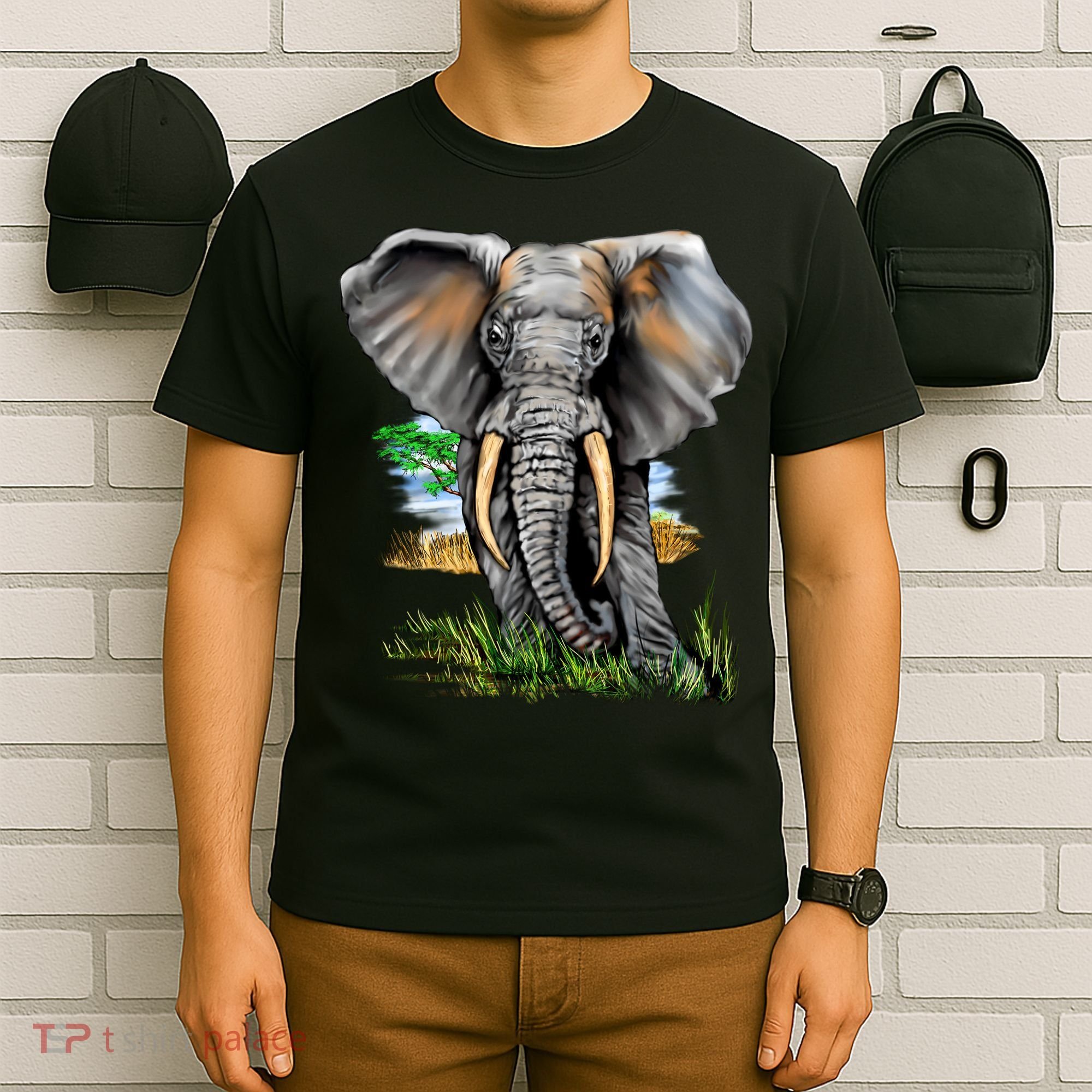 Wildlife - Big Face Elephant Portrait T-Shirt