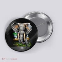 Wildlife - Big Face Elephant Portrait Button thumb 0