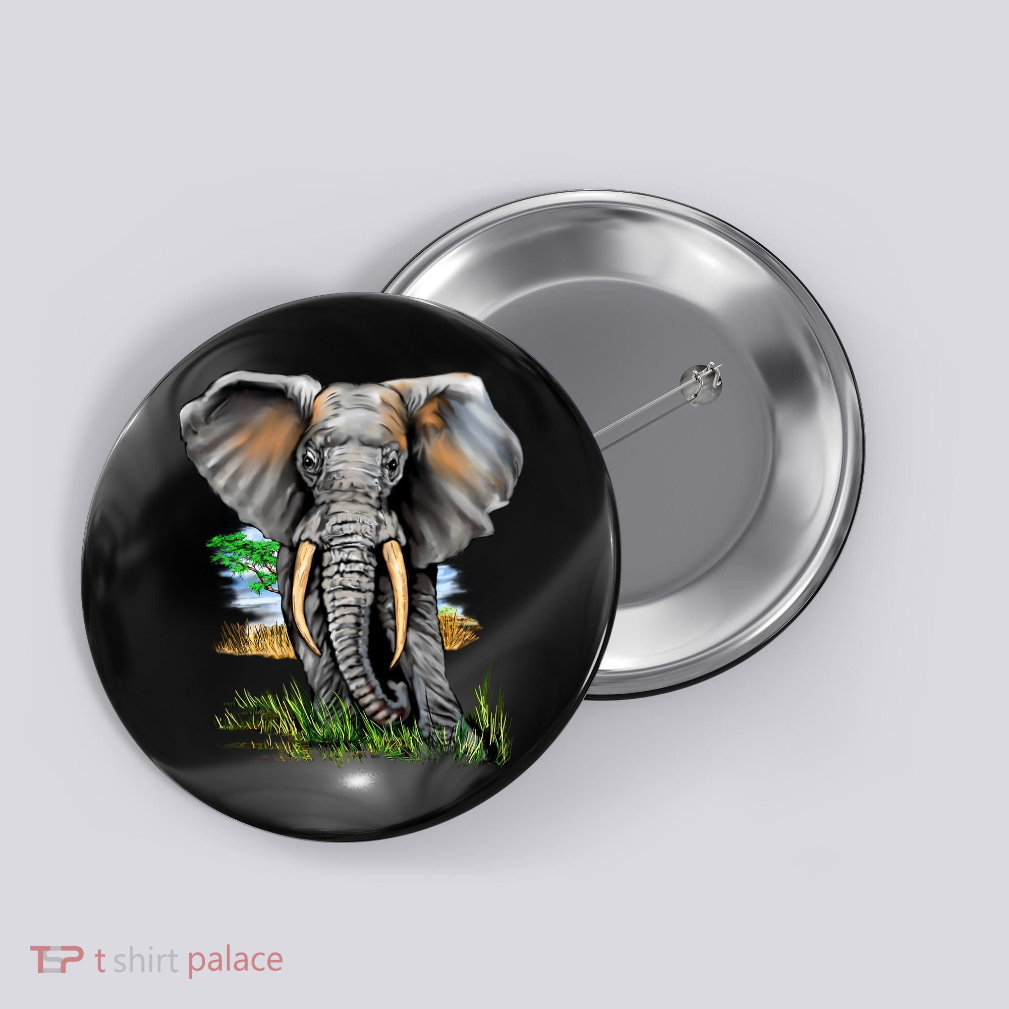Wildlife - Big Face Elephant Portrait Button