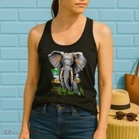 Wildlife - Big Face Elephant Portrait Women's Tank Top thumb 2