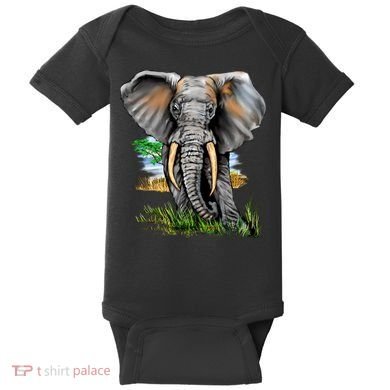 Wildlife - Big Face Elephant Portrait Baby Bodysuit