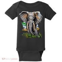 Wildlife - Big Face Elephant Portrait Baby Bodysuit thumb 0