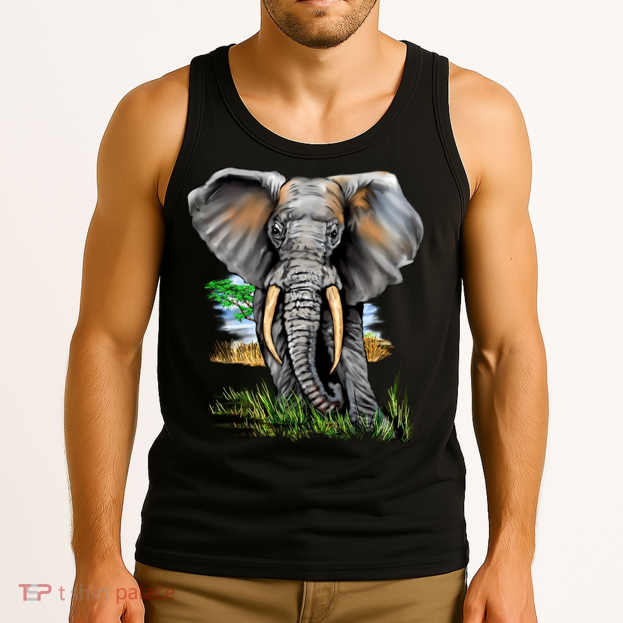 Wildlife - Big Face Elephant Portrait Tank Top