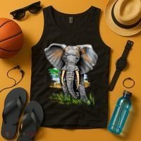 Wildlife - Big Face Elephant Portrait Tank Top thumb 4