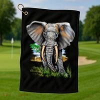 Wildlife - Big Face Elephant Portrait Golf Towel thumb 1