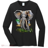 Wildlife - Big Face Elephant Portrait Women's Long Sleeve Shirt thumb 0