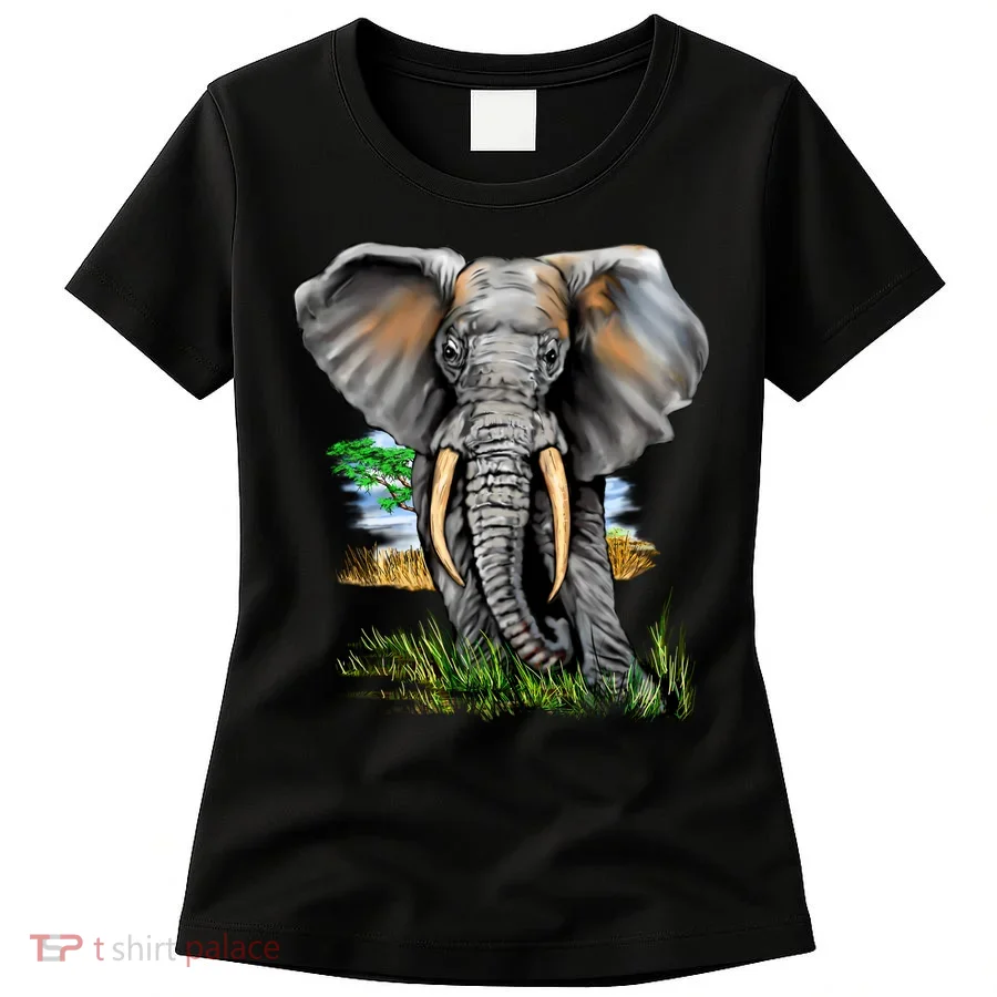 Wildlife - Big Face Elephant Portrait Women's T-Shirt