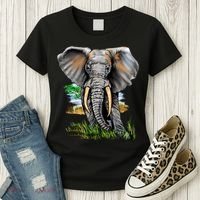 Wildlife - Big Face Elephant Portrait Women's T-Shirt thumb 3