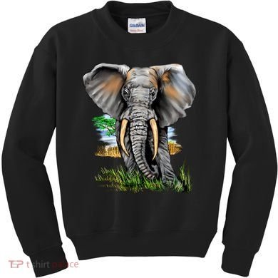 Wildlife - Big Face Elephant Portrait Kids Sweatshirt