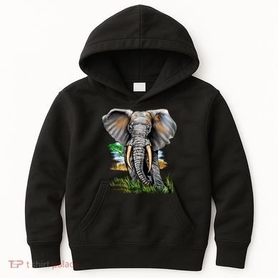 Wildlife - Big Face Elephant Portrait Kids Hoodie