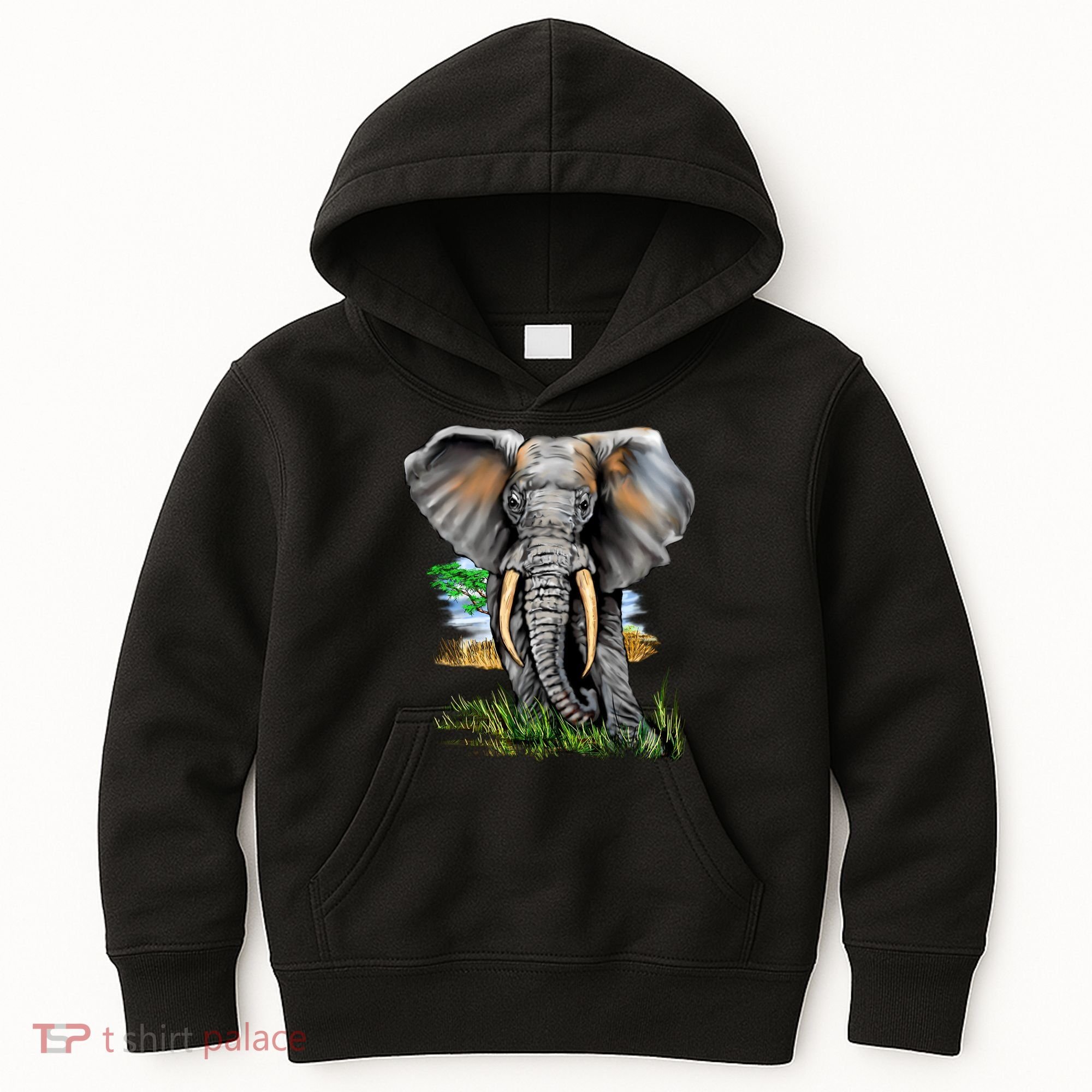 Wildlife - Big Face Elephant Portrait Kids Hoodie