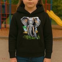 Wildlife - Big Face Elephant Portrait Kids Hoodie thumb 3