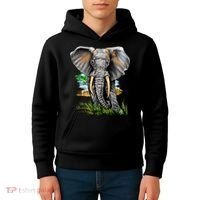 Wildlife - Big Face Elephant Portrait Kids Hoodie thumb 4