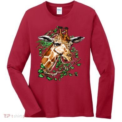 Wildlife - Big Face Giraffe Portrait Women's Long Sleeve Shirt