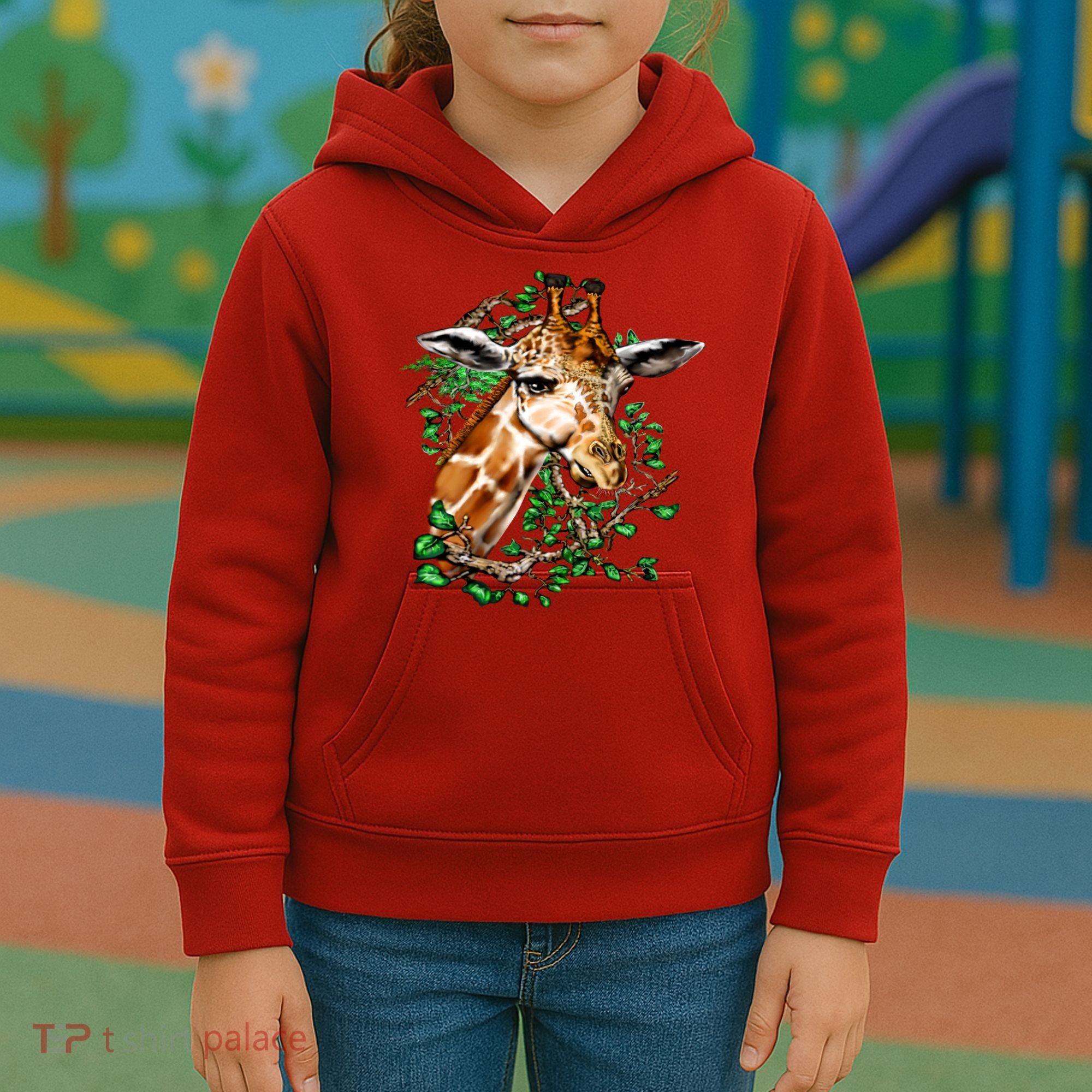 Wildlife - Big Face Giraffe Portrait Kids Hoodie