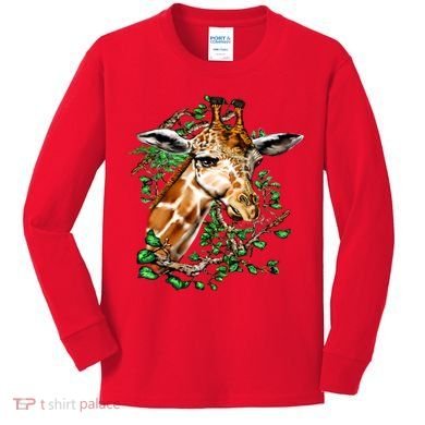 Wildlife - Big Face Giraffe Portrait Kids Long Sleeve Shirt