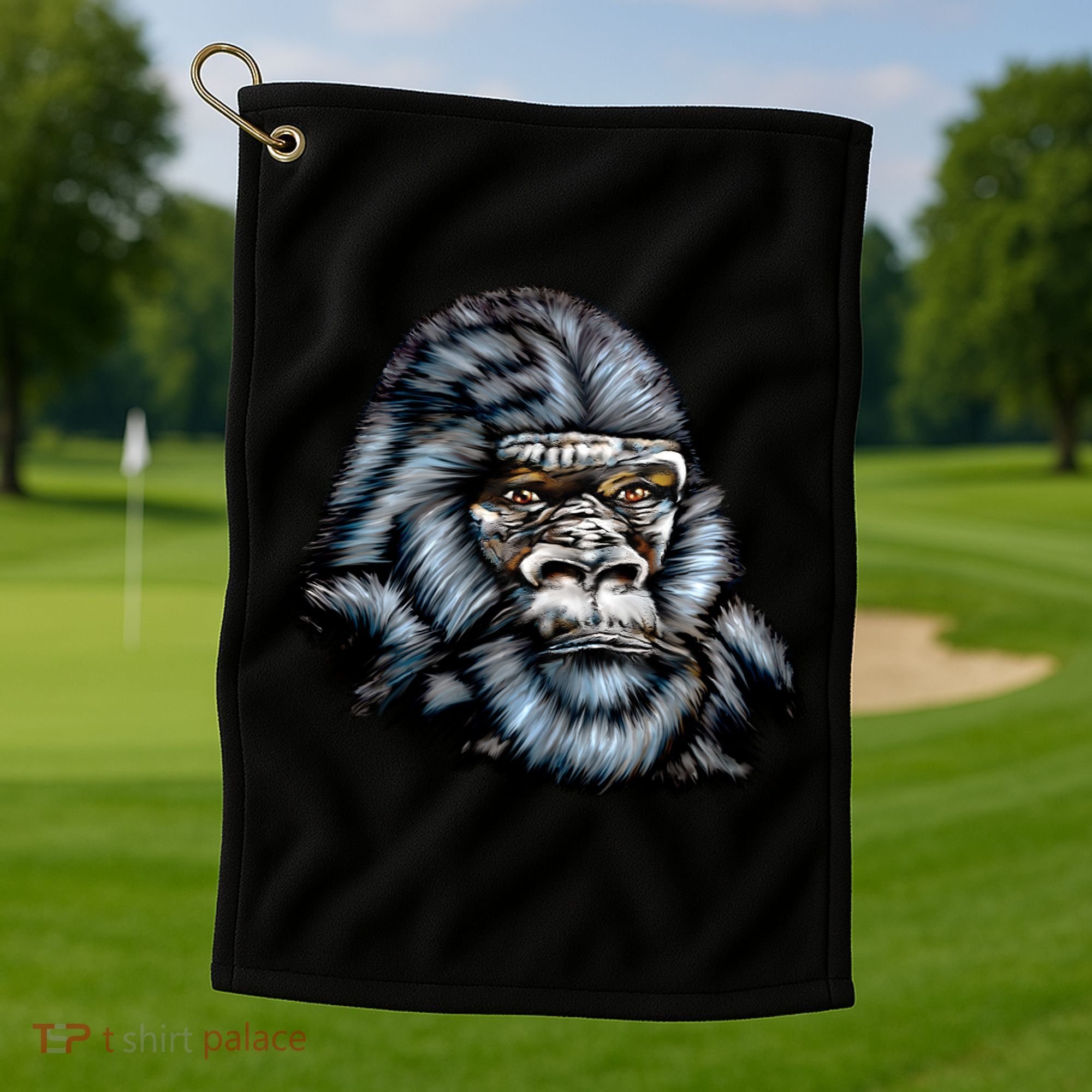 Wildlife - Big Face Gorilla Portrait Golf Towel