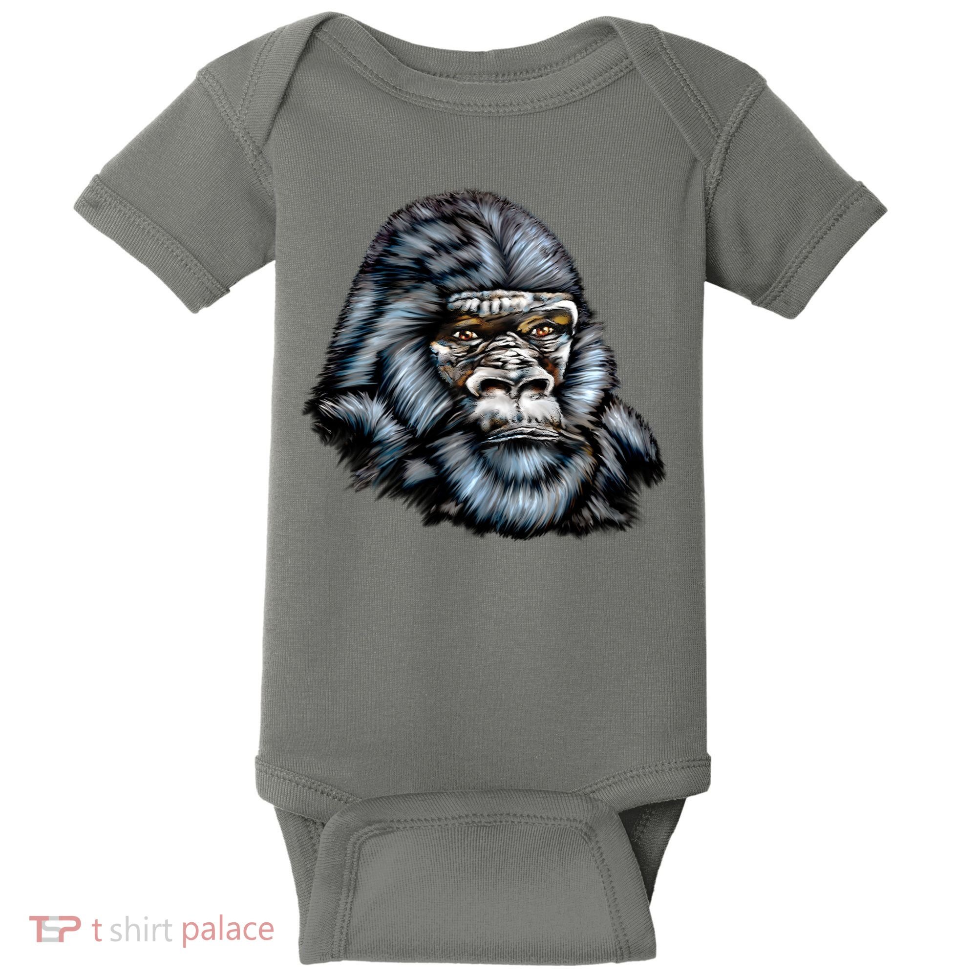 Wildlife - Big Face Gorilla Portrait Baby Bodysuit