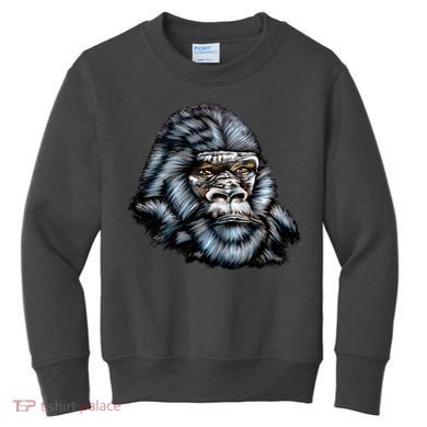 Wildlife - Big Face Gorilla Portrait Kids Sweatshirt
