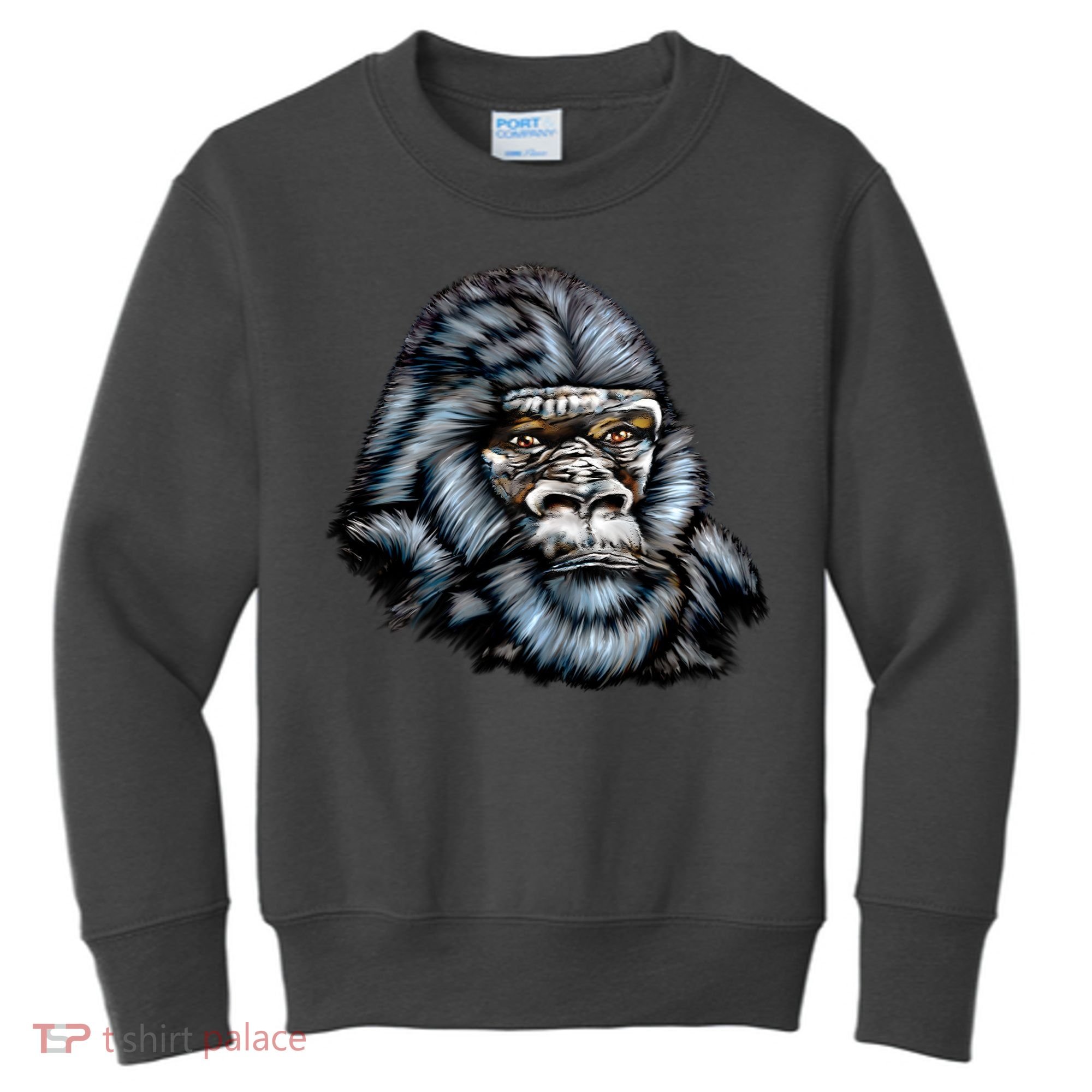 Wildlife - Big Face Gorilla Portrait Kids Sweatshirt