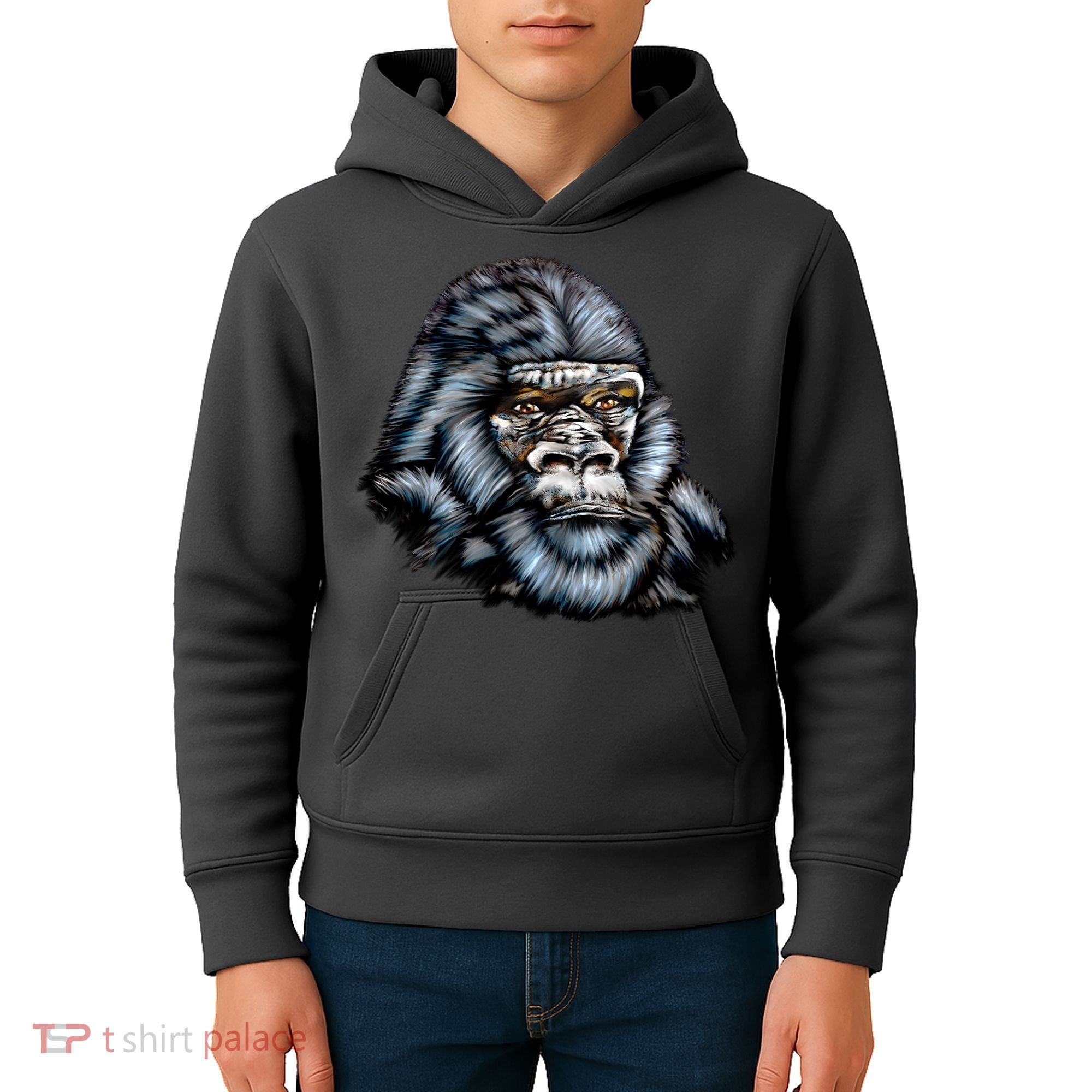 Wildlife - Big Face Gorilla Portrait Kids Hoodie