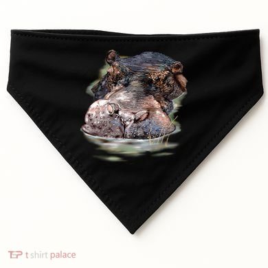 Wildlife - Big Face Hippo Portrait USA-Made Doggie Bandana