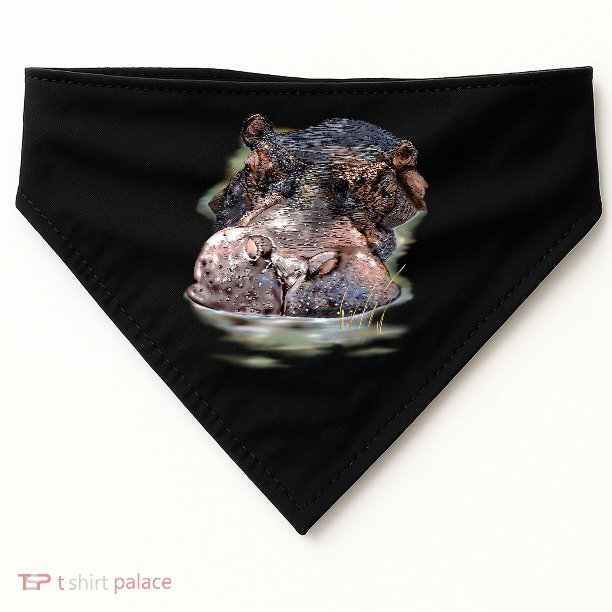 Wildlife - Big Face Hippo Portrait USA-Made Doggie Bandana