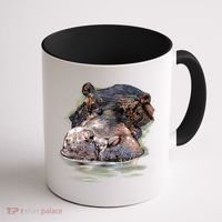 Wildlife - Big Face Hippo Portrait Coffee Mug thumb 1