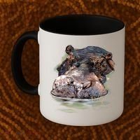 Wildlife - Big Face Hippo Portrait Coffee Mug thumb 2