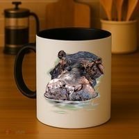 Wildlife - Big Face Hippo Portrait Coffee Mug thumb 4